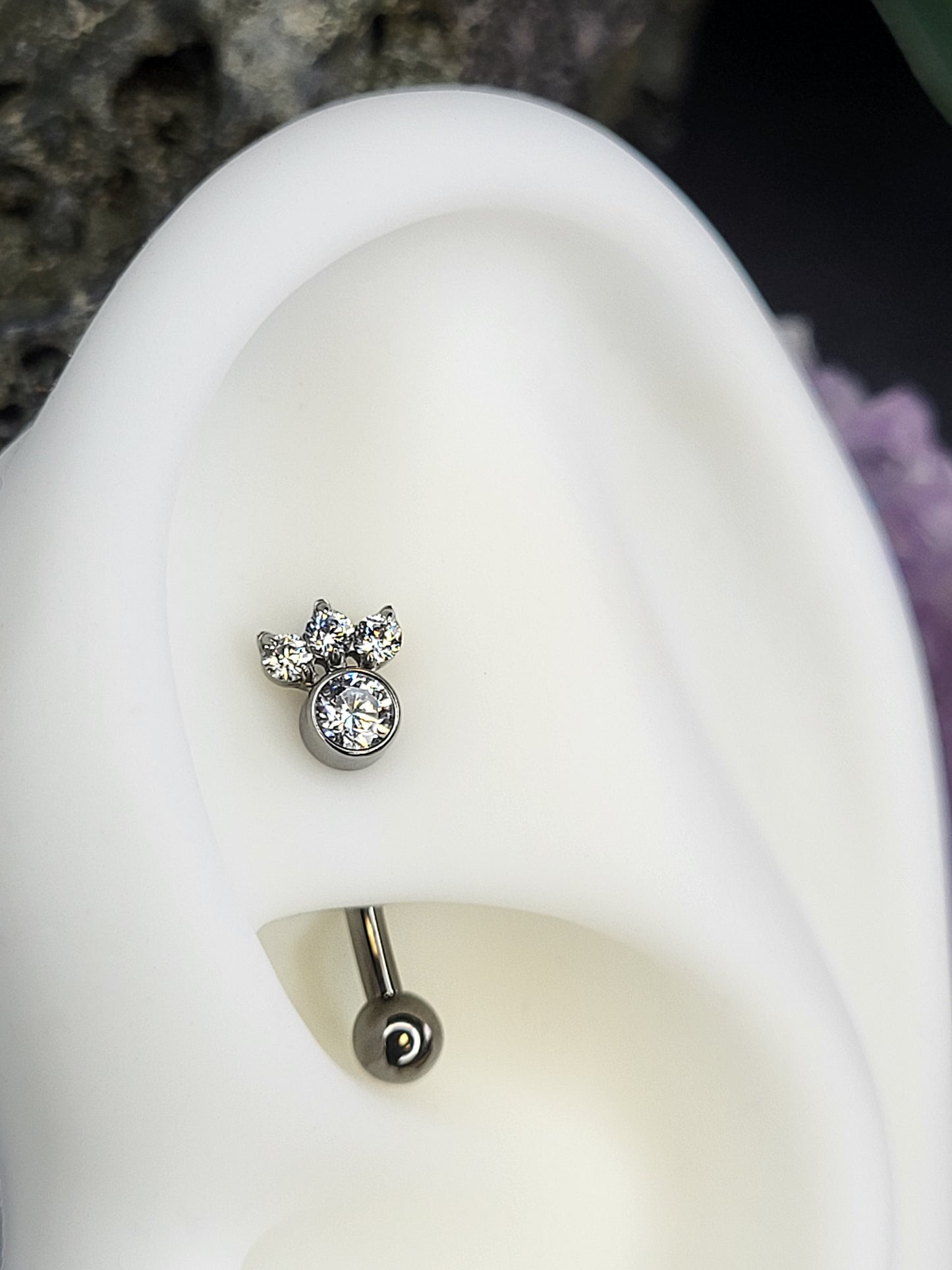 Boginn barbell - Round CZ & 3 mini CZ