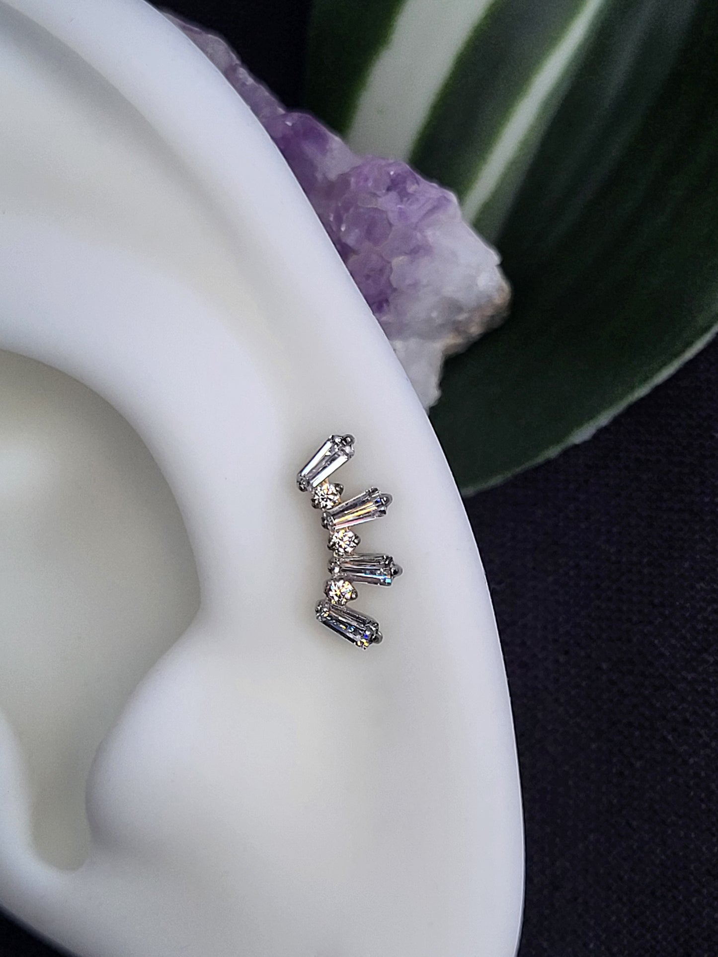 Cluster - baguette m/ round CZ á milli