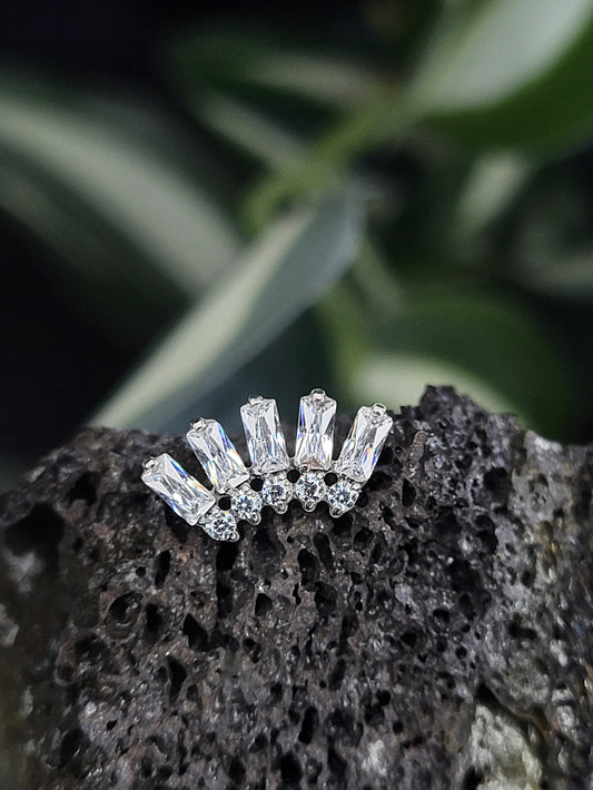 Cluster - baguette m/ round CZ undir