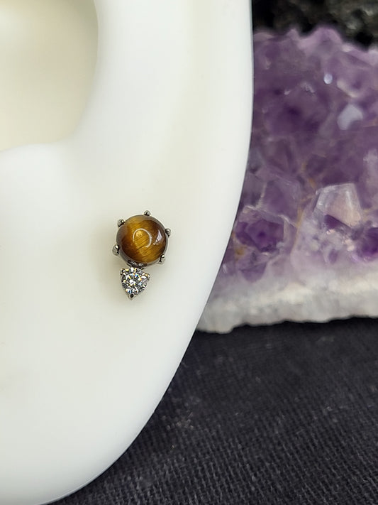 Round CZ & tigers eye